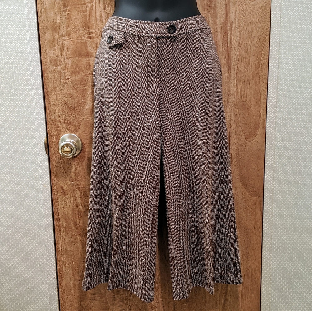 Y2K Vintage, New York & Company, Brown & Cream Tweed Texture Culottes, Small - Picture 2 of 8